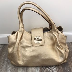 Kate Spade gold leather satchel
